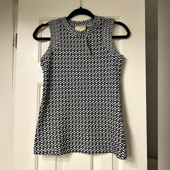NWT Maeve Anthropologie Women's Sleeveless White Black Knit Geometric Blouse XS - Picture 3 of 7